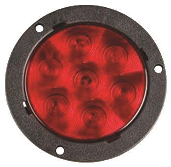 DOT Approved. 4? Round Red LED Stop, Tail And Turn Light. Flange Mount