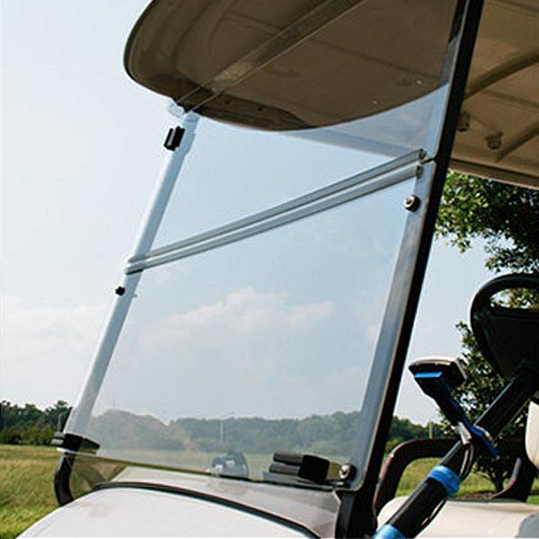 Clear E-Z-GO TXT Bolt Impact-Resistant Folding Windshield (For T48 Models)