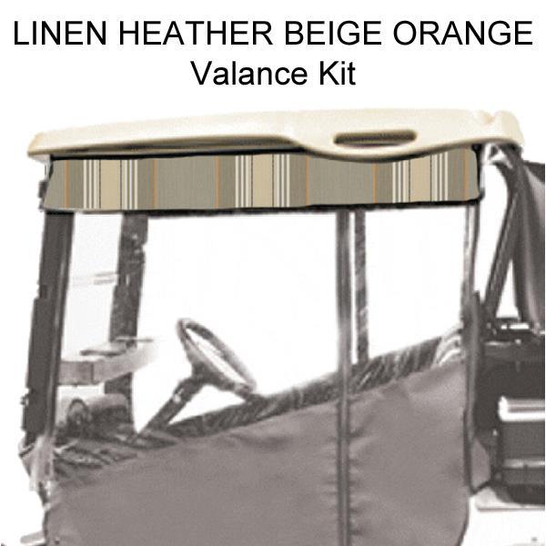 Red Dot Chameleon Valance With Linen/Heather Beige/Orange Sunbrella Fabric For Yamaha Drive2 (Years 2017-Up)