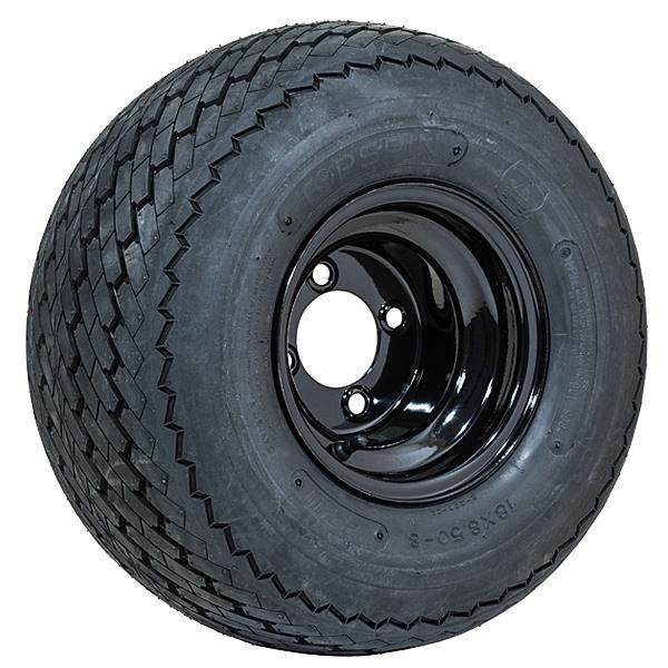 8” GTW® Topspin Tire & Black Steel Wheel Assembly