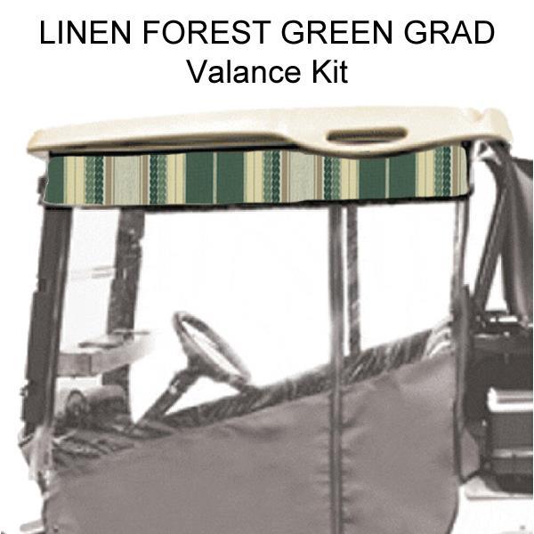 Red Dot Chameleon Valance With Linen/First Green Grad Stripe Sunbrella Fabric For Yamaha Drive2 (Years 2017-Up)