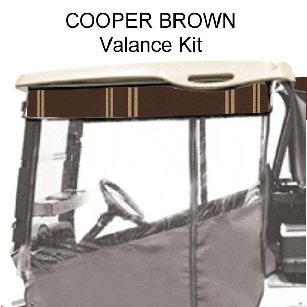 Red Dot Chameleon Valance With Cooper Brown Sunbrella Fabric For Yamaha Drive2 (Years 2017-Up)