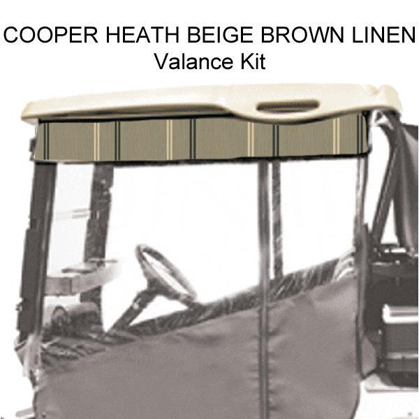 Red Dot Chameleon Valance With Cooper Heatehr Beige/Brown & Linen Sunbrella Fabric For Yamaha Drive2 (Years 2017-Up)